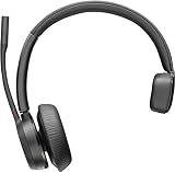 Poly - Cuffia wireless Voyager 4310 UC con supporto di ricarica (Plantronics), cuffia monoauricolare, si collega al PC con adattatore Bluetooth USB-A e ai telefoni cellulari tramite Bluetooth