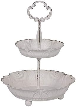 LUPATDY Obst Etagere 2 Etagen Vintage - Servierständer Holz Landhausstil 33x33cm