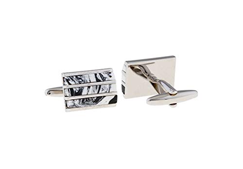 Mancuernillas vintage rectangulares plateadas para hombre miniatura 3