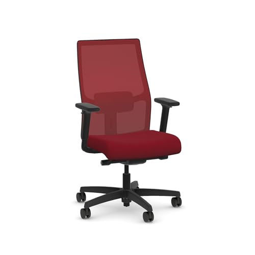 Image of HON Ignition 2.0 Mid‑Back Ergonomic Office Chair, Mesh Task Seating with Lumbar Support, Advanced Synchro‑Tilt, Height and Width Adjustable Arms, Black Frame, Bullseye