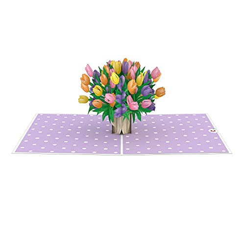 Lovepop Everyday Pop-Up Card for Her and Him- 3D Thinking of You Greeting Cards for Boys, Girls, Men, Women - For You - 5" x 7" Tulip Bouquet - Blank Note Card & Envelope Included