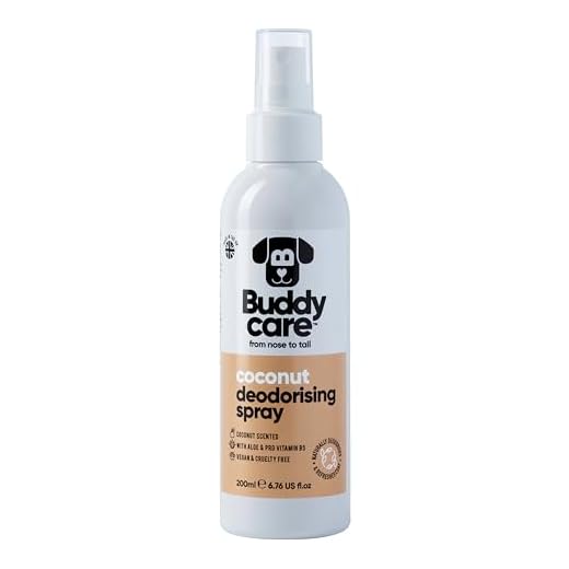 Buddycare Desodorierungsspray für Hunde – Kokosnuss – Süßes und pflegendes Desodorierungsspray für Hunde – Mit Aloe Vera und Pro Vitamin B5 (200 ml, 1 Stück)