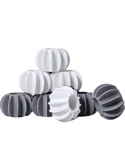 Image of Silicone Laundry Balls for Washing Machine Reusable Anti-Tangle & Anti-Winding Washer Balls for Deep Cleaning - Grey & White Fabric Softening Scrubber Balls for Clothes & Bedding(Pack of 10).