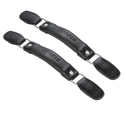 Image of 2PCS Luggage Handle,150mm Leather Pull Handle Grip, Black Suitcase Handle Carry Strap Replacement Part for Luggage Suitcase Box Black Tone