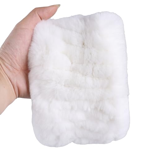 BOONJOVIA Rex Rabbit Fur Knitted Headband - Winter Fashion Ear Warmers Neck Warmer Snood Scarf (White, One Size)