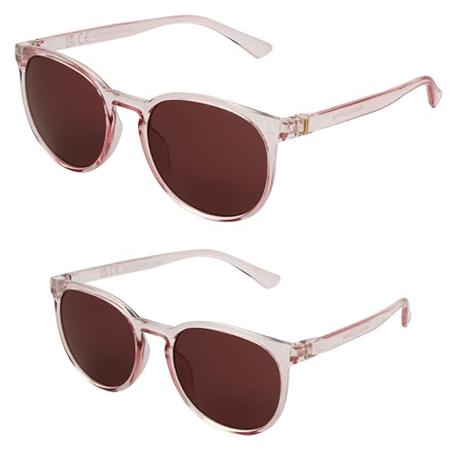 Foster Grant Women's Round Mommy & Me Vaycay Vibes Sunglasses, Crystal Pink, 52mm, 48mm