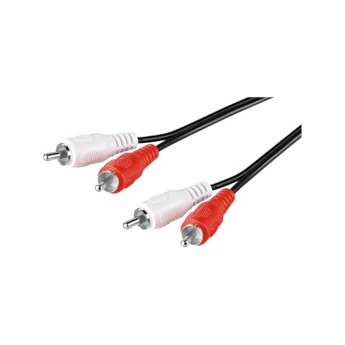 Goobay 50031 Stereo Cinchkabel 10m / 2x Cinch-Stecker auf 2x Cinchstecker / RCA Kabel Subwoofer Kabel f&uuml;r Blu Ray Verst&auml;rker HiFi Stereo / Cinch Kabel 10m / Schwarz