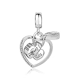 Chili Jewelry Abalorio con texto 'I Love You to The Moon and Back' para mamá, hija, abuela, hermana, esposa, compatible con pulseras Pandora, Metal, Cobre