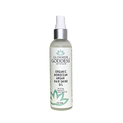 GLIMMER GODDESS Organic Hair Shine Spray with Moroccan Argan Oil, 4 oz