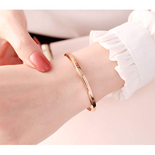 Relógio analógico feminino de quartzo com pulseira de malha de aço inoxidável em ouro rosa, relógio