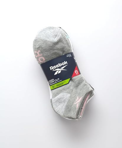 Image of Reebok Womens No Show Socks Moisture Wicking Cushioned Low Cut Socks 6 Pack