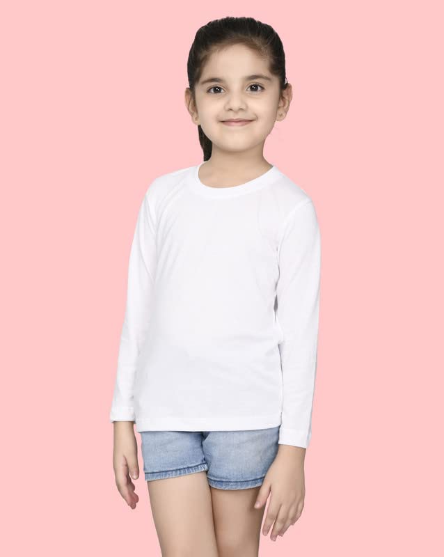 Image of Nusyl Girls Full Sleeves T-Shirt for Kids | Cute Printed Casual Wear | Soft Cotton Blend | Comfortable Regular Fit | 2-16 Years | Multiple Colors