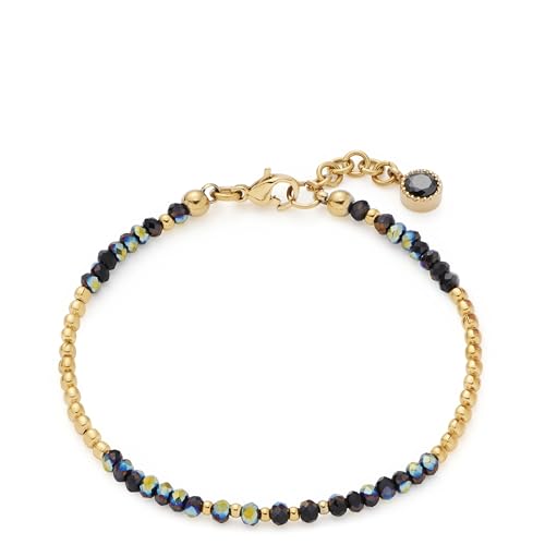 JEWELS BY LEONARDO Armband Ciao Lola • Arm-Kette aus goldfarbenem Edelstahl • schwarze Glaskristalle mit funkelndem Facettenschliff • 17-19 cm Länge • besonderes Schmuck Geschenk für Frauen • 018782