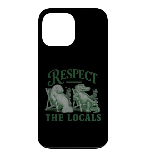 Vintage Florida Respect The Locals Nature Manatee Crocodile �X�}�z�P�[�X iPhone 13 Pro Max �p