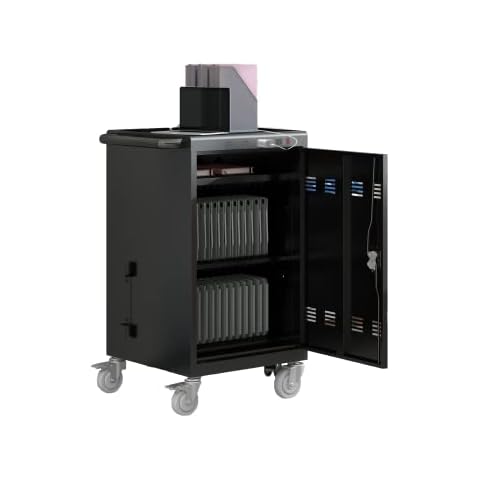 Laptop and Tablet Storage Cart, Mobile Charging Cart and Cabinet for Up to 36 Units, with Charging Port Screen Size Up to 16.3", Fits Chromebook, Tablet, Laptop, Suitable for School, Busines. Upgraded Cover