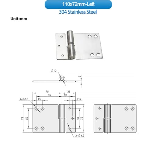Charnière pliable pour table de studio et plan de travail gauche 110mm