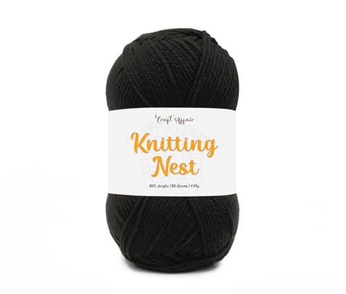 Image of Craft Affair | Knitting Nest Acrylic Yarn (200 Meter, 100 Grams, 2mm) / Woolen Yarn /Acrylic Yarn for Knitting and Crocheting - Black