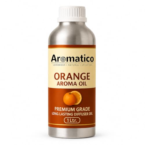 Image of AROMATICO Orange Diffuser Oil with Strong, Long-Lasting Aroma. Premium Aroma Oil for Homes, Offices & Showrooms. Aromatherapy, Diffusers, Air Purifiers, Vaporizers - 1 L (1000 ml)