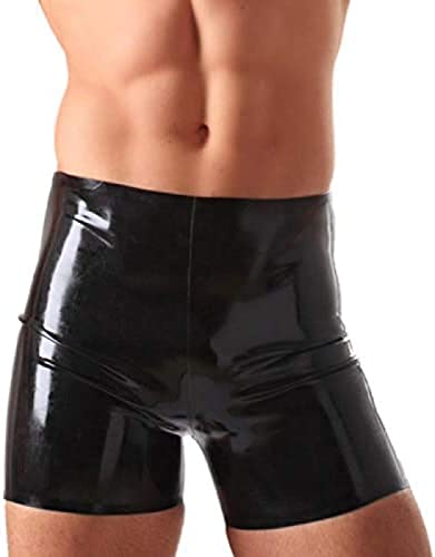 ラテックス ボクサー ショーツ黒の縫い目ラテックス ラバー ボクサー ショーツ下着,白,特大