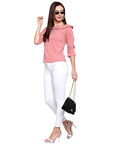 Image of Style Quotient Women Polka Printed polycrepe Smart Casual top