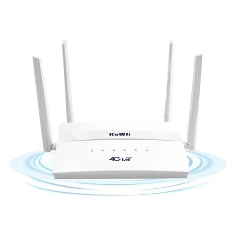 4G Router With SIM Slot, KuWFi 4G LTE CPE Router, 300Mbps Wireless Router, With 4 External High-gain Antennas, Supporting UP to 32 Users Cover