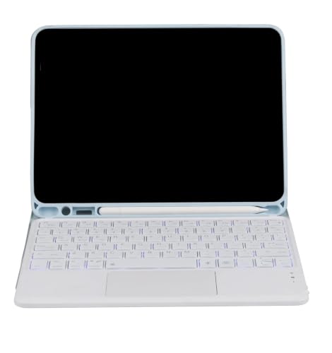 Image of RTSY Keyboard case for Samsung Galaxy Tab A11+ / A11 Plus 2025 (11 Inch) & A9+ / A9 Plus 2023 (11 Inch),7-Color Backlit & Touchpad,Multi Angle,Wireless Magnetically Detachable Keyboard Cover-Blue /White