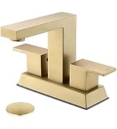 Bathroom Faucets Brushed Gold, Tohlar Bathroom Sink Faucet 2 Handles, 4 Inch Centerset Bathroom F...
