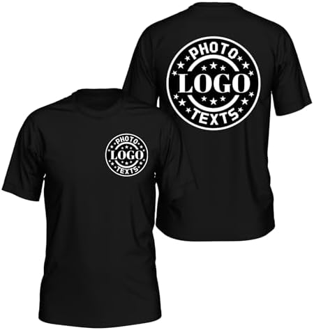 Custom T-Shirts for Men and Women, Custom Shirts, Personalized Cotton t-Shirts with Photo Logo Text, Black, Large