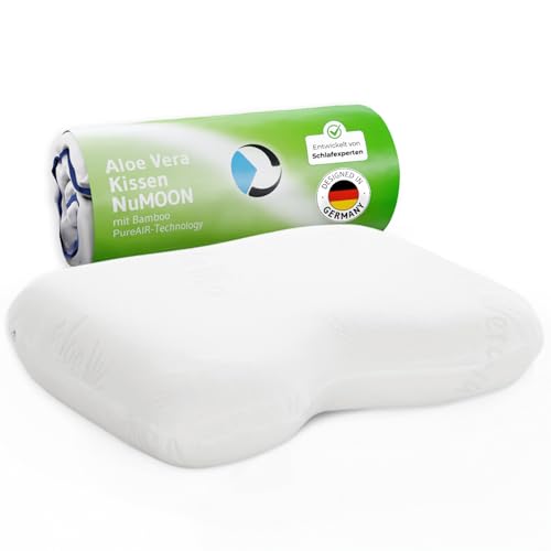 Orthopädisches Nackenstützkissen / Seitenschläfer-Kissen NuMOON zur Druckentlastung der HWS, Kopfkissen für Allergiker geeignet,...