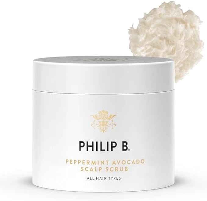 PHILIP B. Peppermint Avocado Scalp Scrub, 8 Fl Oz - Crème Shampoo + Sea Salt Scalp Scrub with Witch Hazel and Aloe, For All Hair Types