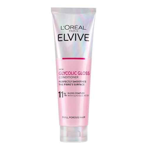 LOreal Paris Elvive Glycolic Gloss Conditioner With Gloss Complex and Glycolic Acid Fills and Seals Hair Fibres For Long-lasting Smooth and Shiny Hair Ideal for Dull Hair 150ml