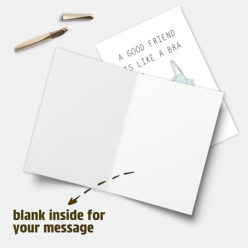 Image of Funny Birthday Cards for Women Friends - 'A Good Friend Is Like A Bra' Humorous Sister BFF Bridesmaid Card, Uplifting & Supportive Friendship Greeting Card
