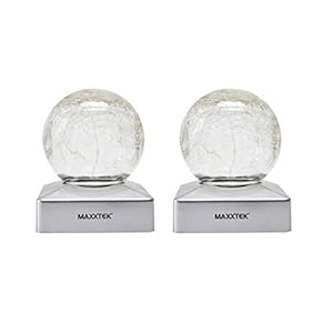 Maxxtek Solar-LED Pfostenlichter mit Knisterkugeln, 2 Stück