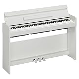 Yamaha Arius Series Slim Digital Upright Piano, Grand Sound, Compact Weighted Keyboard, White (YDPS35WH)