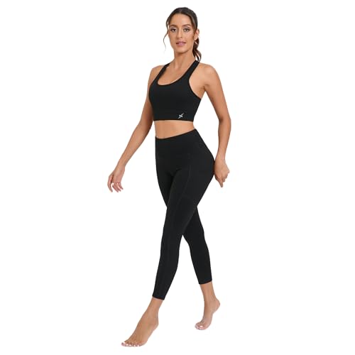 Image of High Waist Gym Leggings for Women Workout Yoga Pants with Side Pockets Skinny fit Tights Activewear