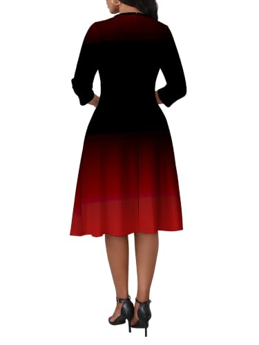Image of PinkPatty Women's Casual 3 /4 Sleeve Midi Dresses Fit and Flare Church Work Dress with Pockets