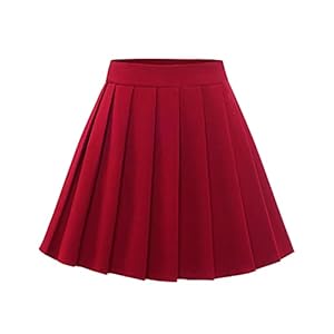 BeryLove Korte geruite mini-plooirok voor dames, A-lijn, skater/tennisrok, elastische band, schoolmeisjesrok, hoge taille