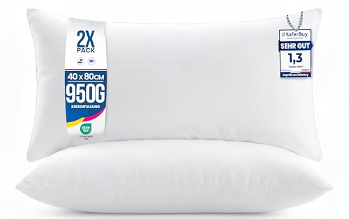 Utopia Bedding 2er Set Kissenfüllung 40 x 80 cm Innenkissen Füllkissen Kopfkissen Sofakissen (Weiß)