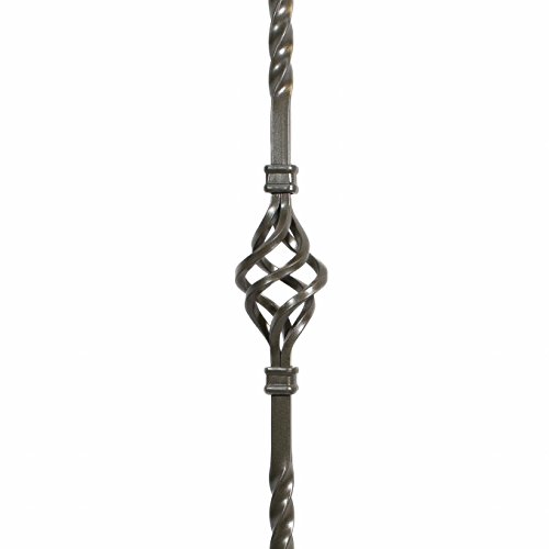 T04 - Iron Balusters - Single Basket - Hollow - 44 In X 1/2 In Square - Box Of 10 (Pewter Gray) #TOP4