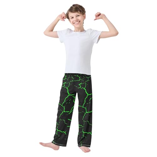 ZZXXB Green Lightning Boys Long Pants Soft Trousers Elastic Waist Kids Lounge Bottoms with Pockets S-XL2