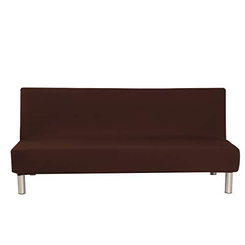 Funda protectora de color liso para sofá cama sin reposabrazos de poliéster y elastano de 3 plazas, elástica, plegable, para sofá plegable sin reposabrazos, 203,2 x 127 cm