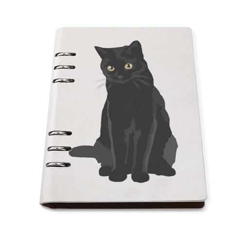 ノート 黒猫 猫柄 ネコ システム手帳 ルーズリーフ手帳 日記 スケジュール帳 ハードカバー メモンダー A5 90枚 横罫線 文房具 オフィス用品 事務用品 キャンパス 高校生 大学生 子供用 プレゼント ギフト 男女兼用