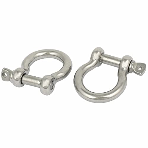Tool parts M8 Thread 304 Stainless Steel Bow Shape Rigging Shackle Wire Rope Fastener 2pcs