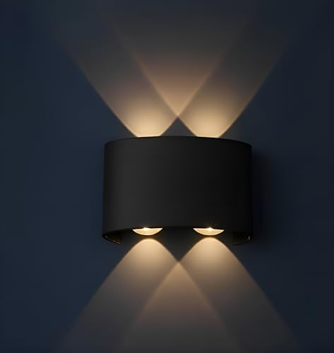 Image of Outdoor Up Down LED Wall Light | IP65 Waterproof Aluminium Body with Warm White Glow | Durable Exterior Wall Lamp for Garden Balcony Gate Garage Entrance | 2-Ray up 2 Ray Down- Pack of 1