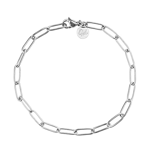 GD GOOD.designs Gliederarmband Silber für Damen - Wasserfest - Feingliedrige Armkette aus Edelstahl I Größenverstellbare Gliederkette