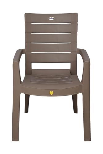 Image of Prima Plastic Chair for Living Room |Set of 2 | Chair for Home, Living Room, Outdoor | Stackable Chair with arm | 100% Virgin Plastic | Rado (Camel Brown Colour)