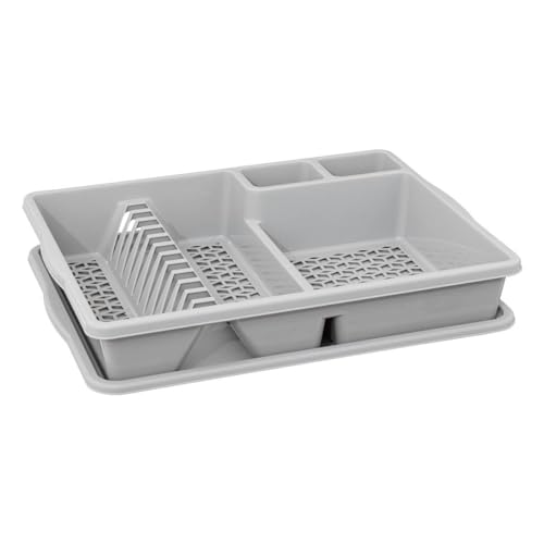 5five - Égouttoir à Vaisselle Avec Plateau Récupérateur - Gris - 47,5 x 38 cm, Porte-Couverts - Pour Évier de Cuisine – vue 2