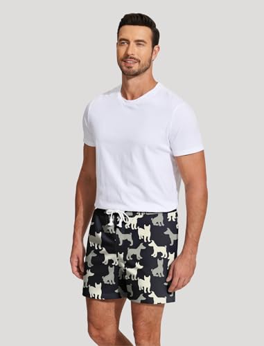 Image of Deyeek 5.5 Inch Mens Pajama Shorts Sleep Cotton Lounge PJ Lightweight Elastic Waist Drawstring Nightwear Bottom with Pockets