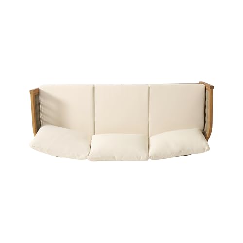Merax PATIO FURNITURE SET Outdoor Acacia Wood Wicker 3 Seater Sofa, Patio Furniture Conversation Set thumb #8