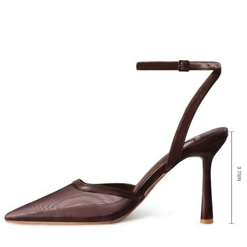 WIRALOMI Women's Mesh High Heels Closed Pointed Toe Heels with Ankle Strap Stiletto Heeled Sandals Wedding Pumps Dress Shoes2